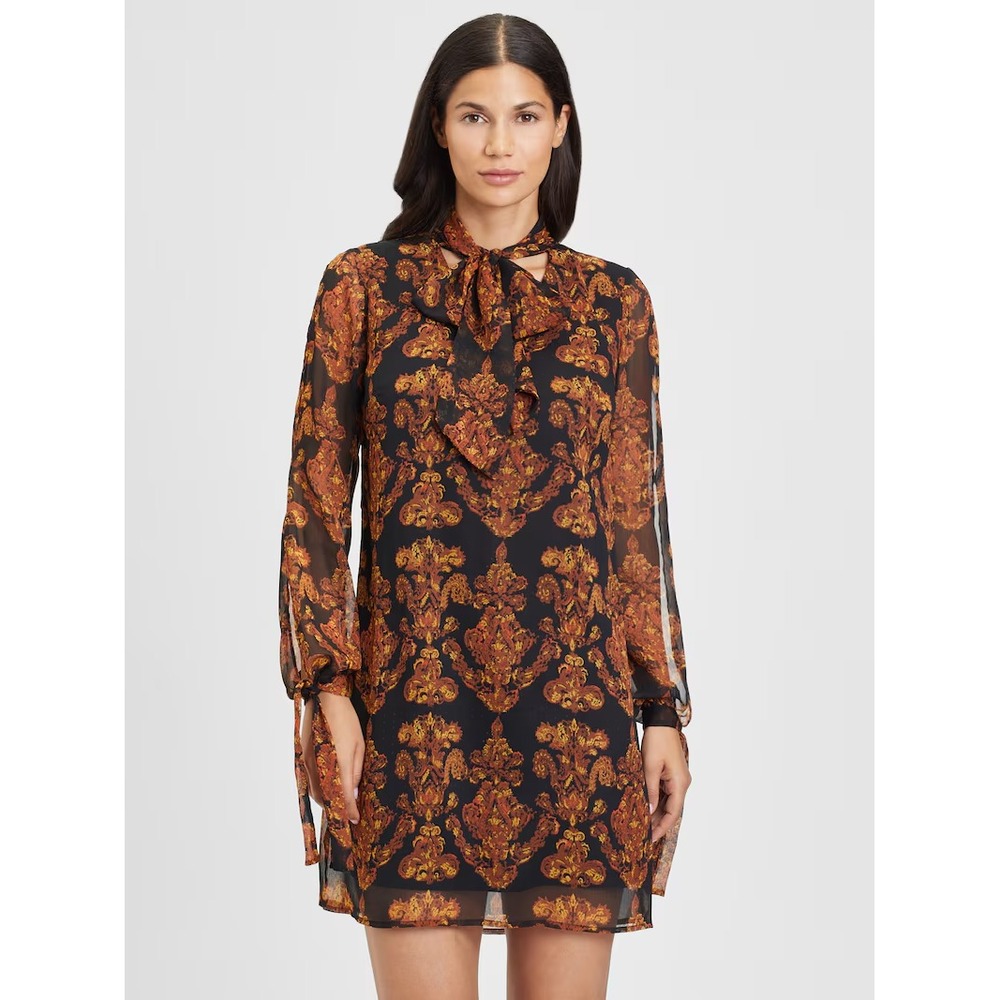Lascana Paisley Mini Dress Womens 10 A‎ Line Boho Retro Flowy Cottagecore Chic